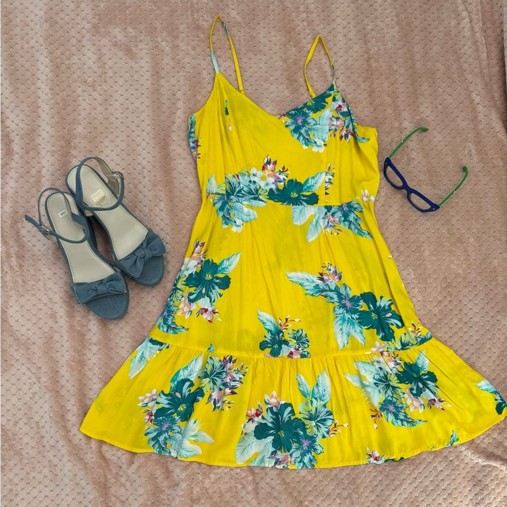 Anna Yellow Blue Sundress Sleeveless Mini